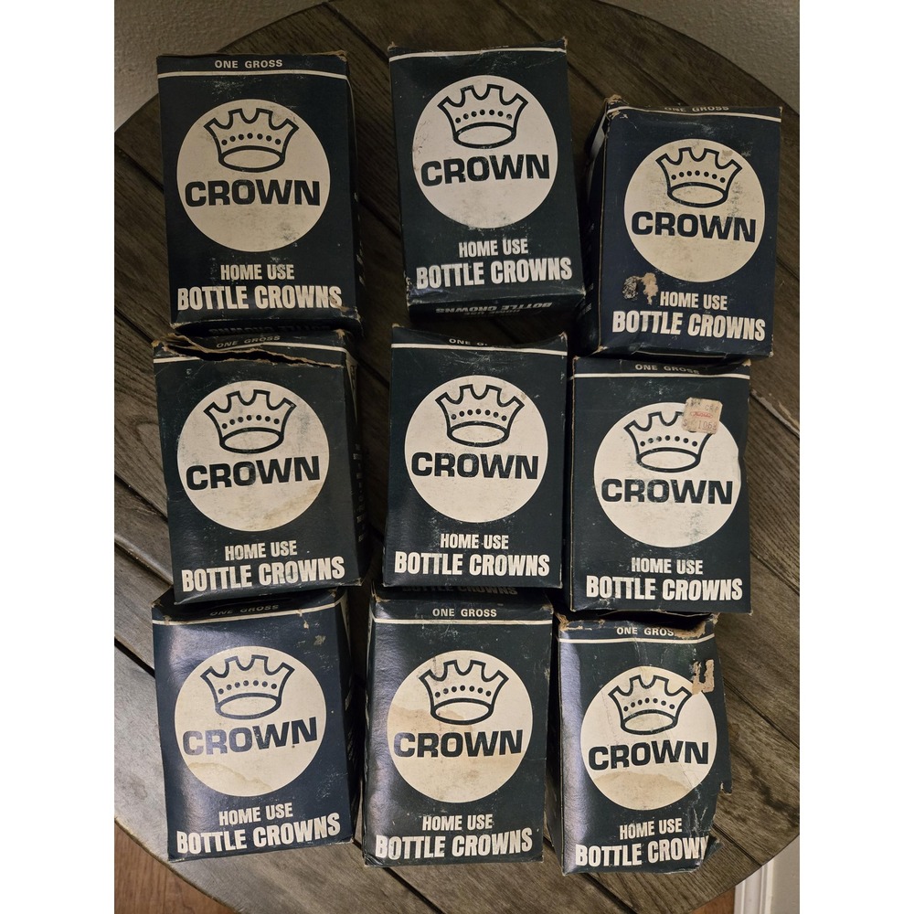 Vintage NOS 9 Boxes Of Home Use Crown Bottle Caps 144/Box Brewery Beer Pub